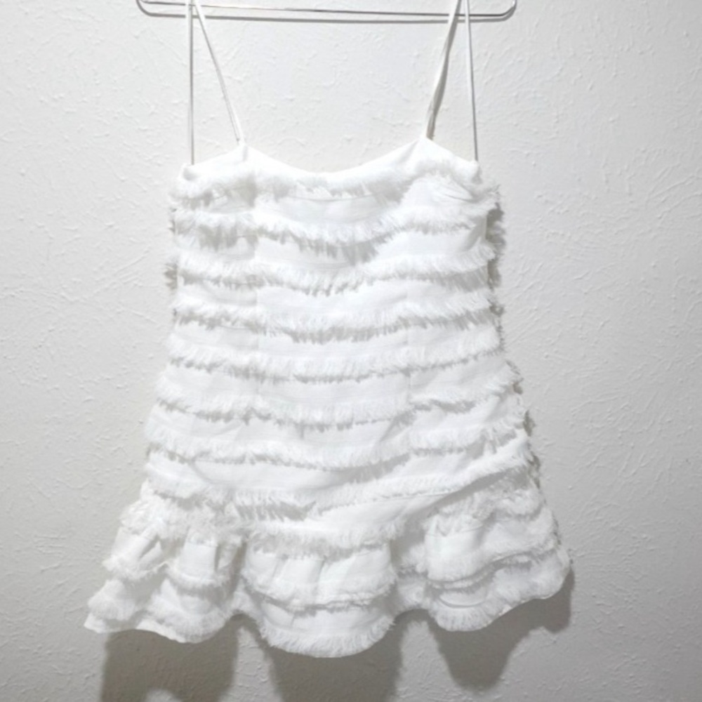 White Mini Ruffle Slip Dress